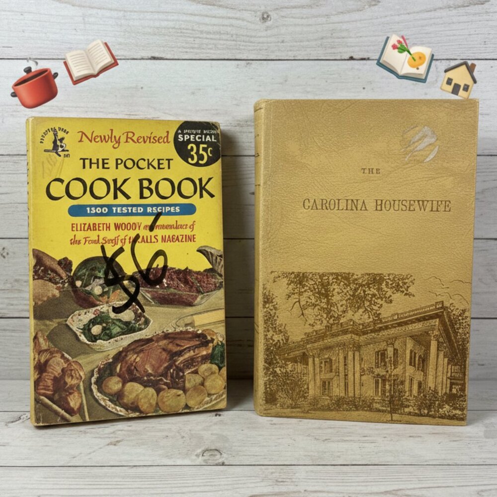 Vintage Cookbook Bundle: The Carolina Housewife + The Pocket Cook Book 🍳📖